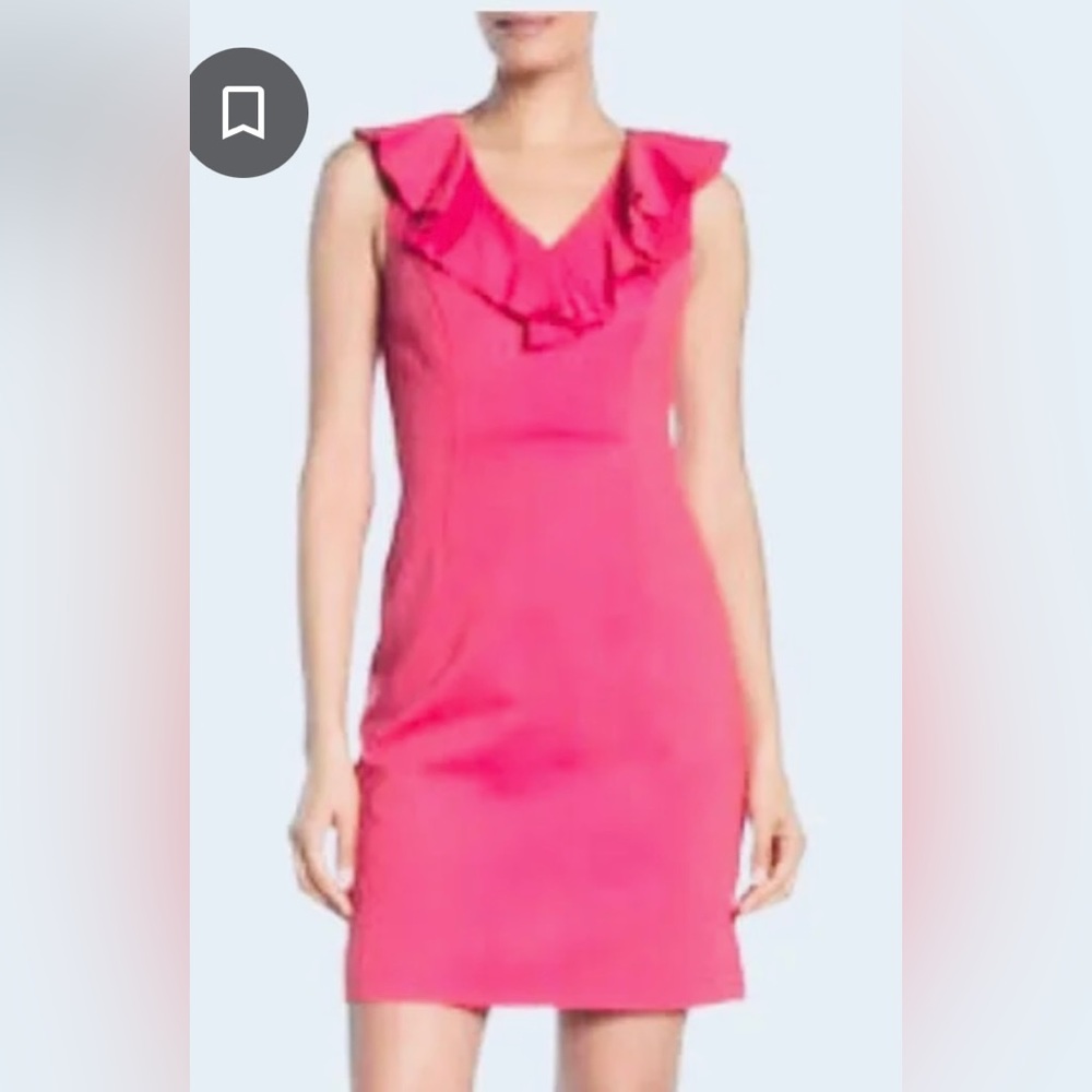 Trina Turk v-neck ruffle dress medium pink